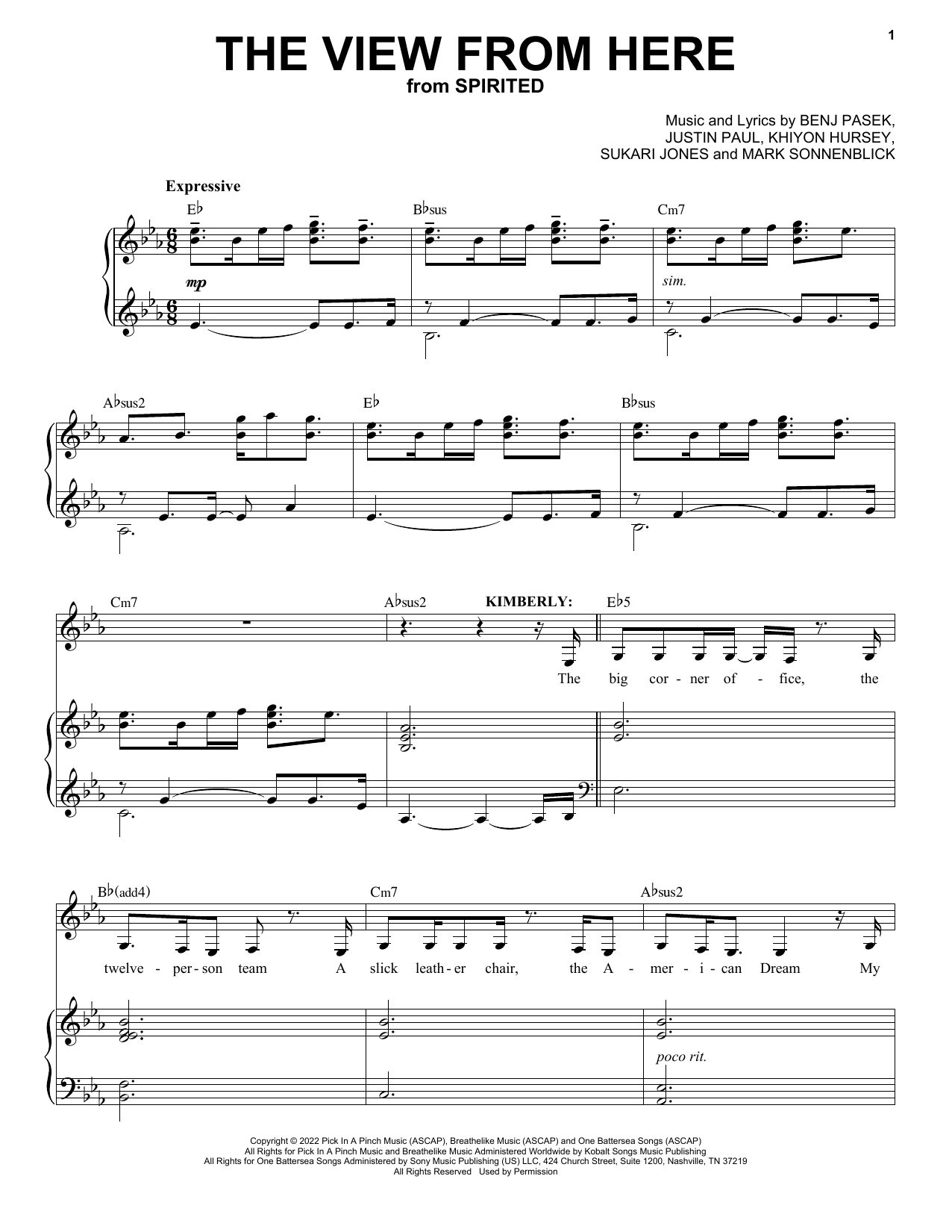 Pasek & Paul The View From Here (from Spirited) Sheet Music