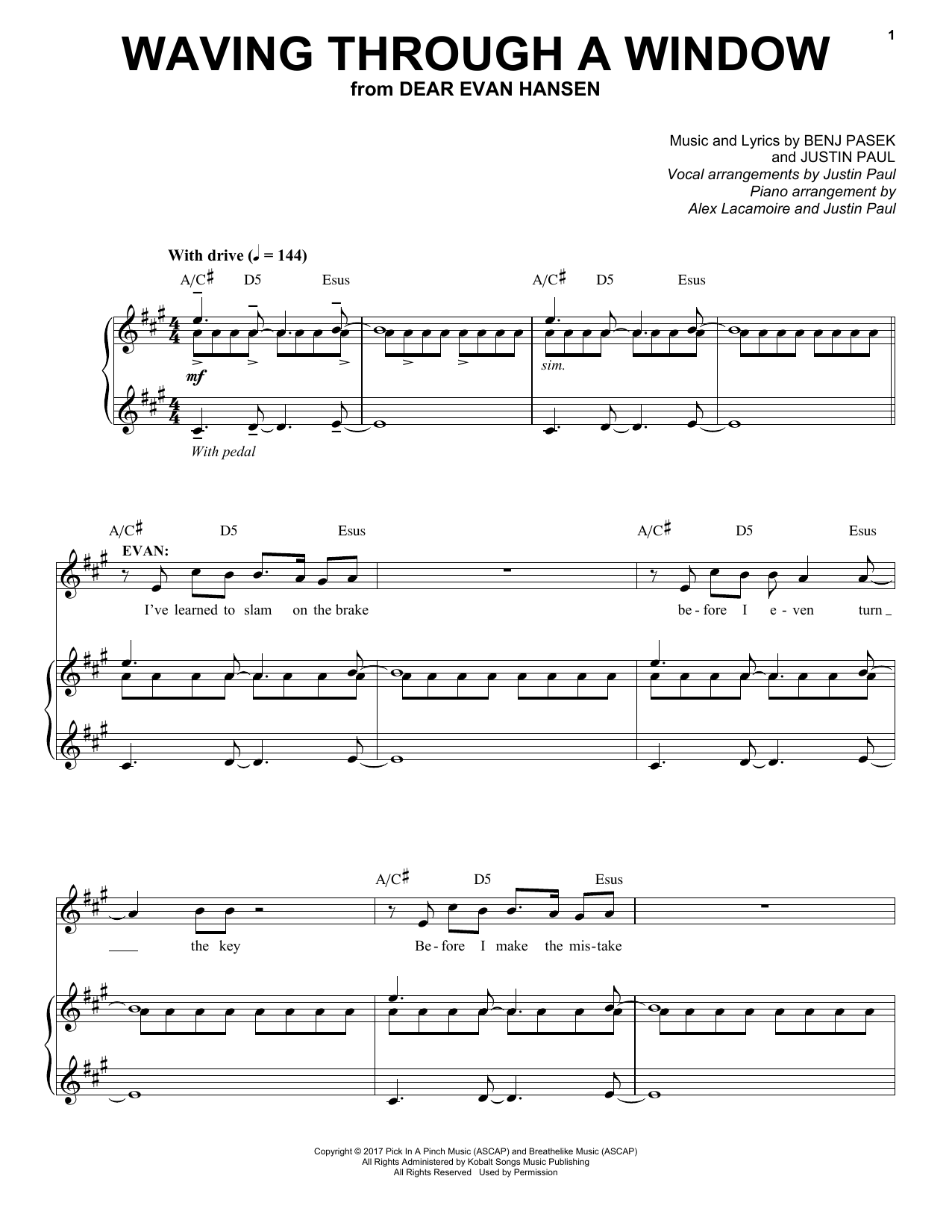 Pasek & Paul Waving Through A Window Sheet Music