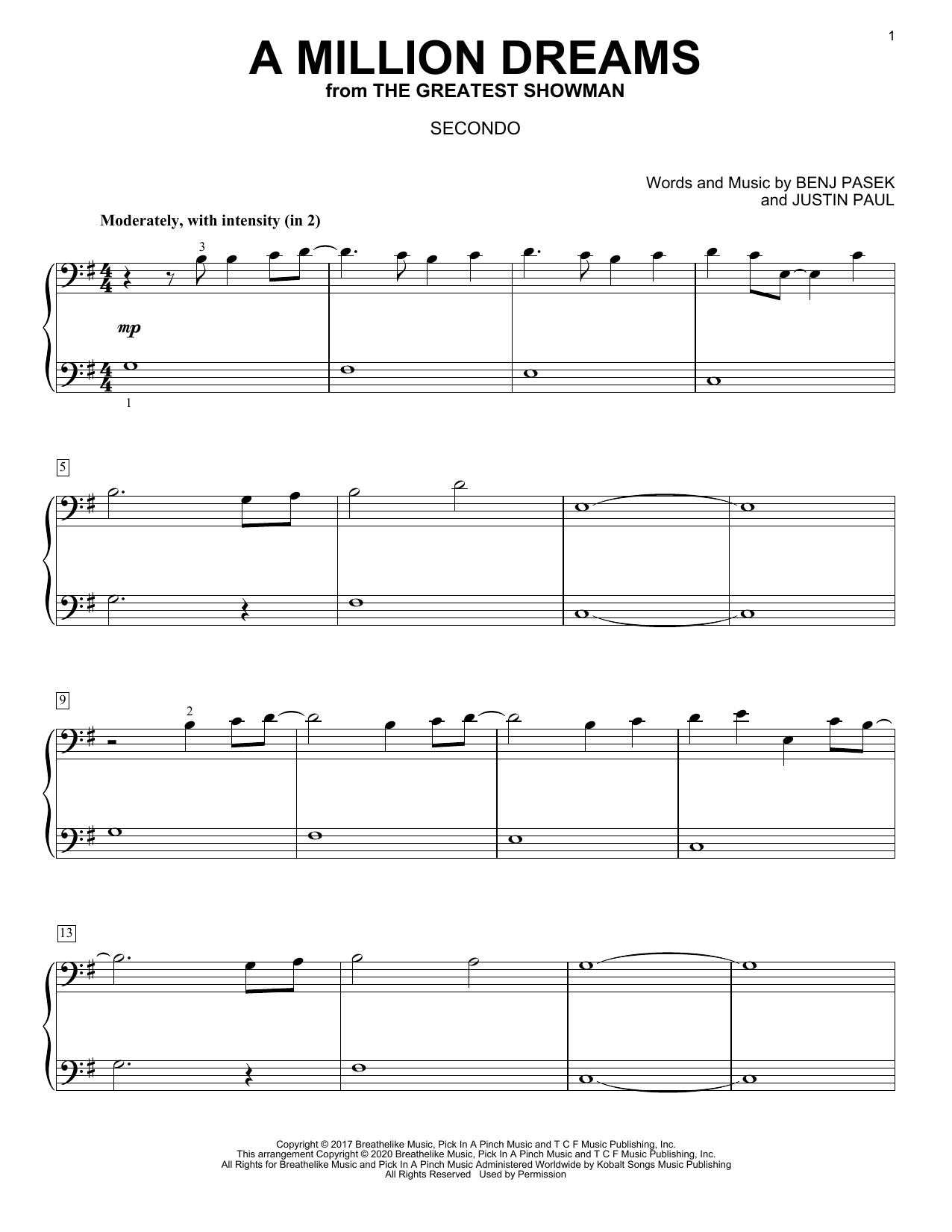 Pasek & Paul A Million Dreams (from The Greatest Showman) (arr. David Pearl) Sheet Music