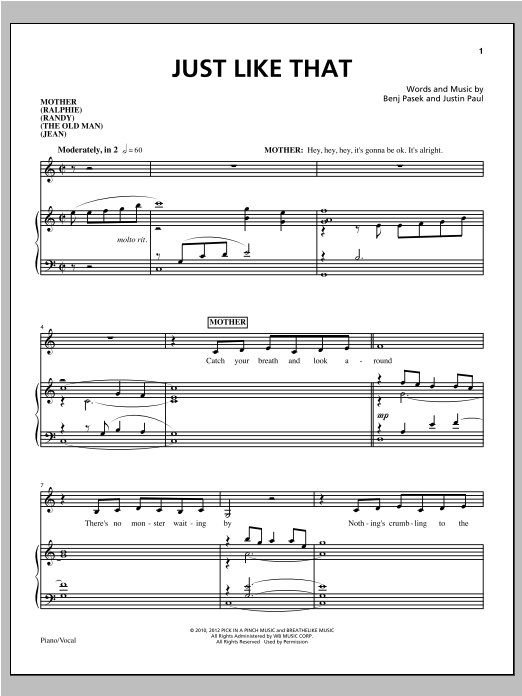 Pasek & Paul Just Like That Sheet Music
