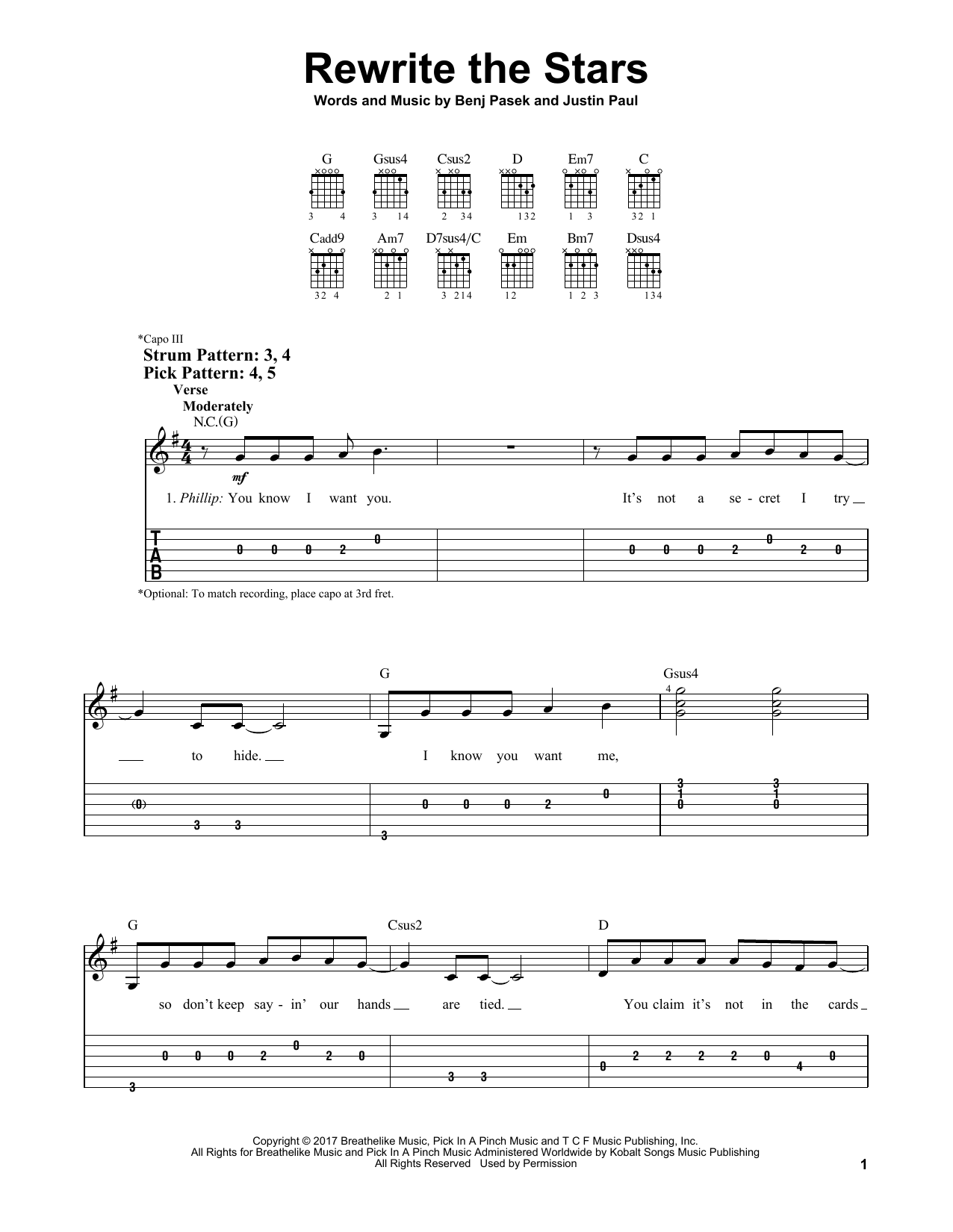 Pasek & Paul Rewrite The Stars Sheet Music