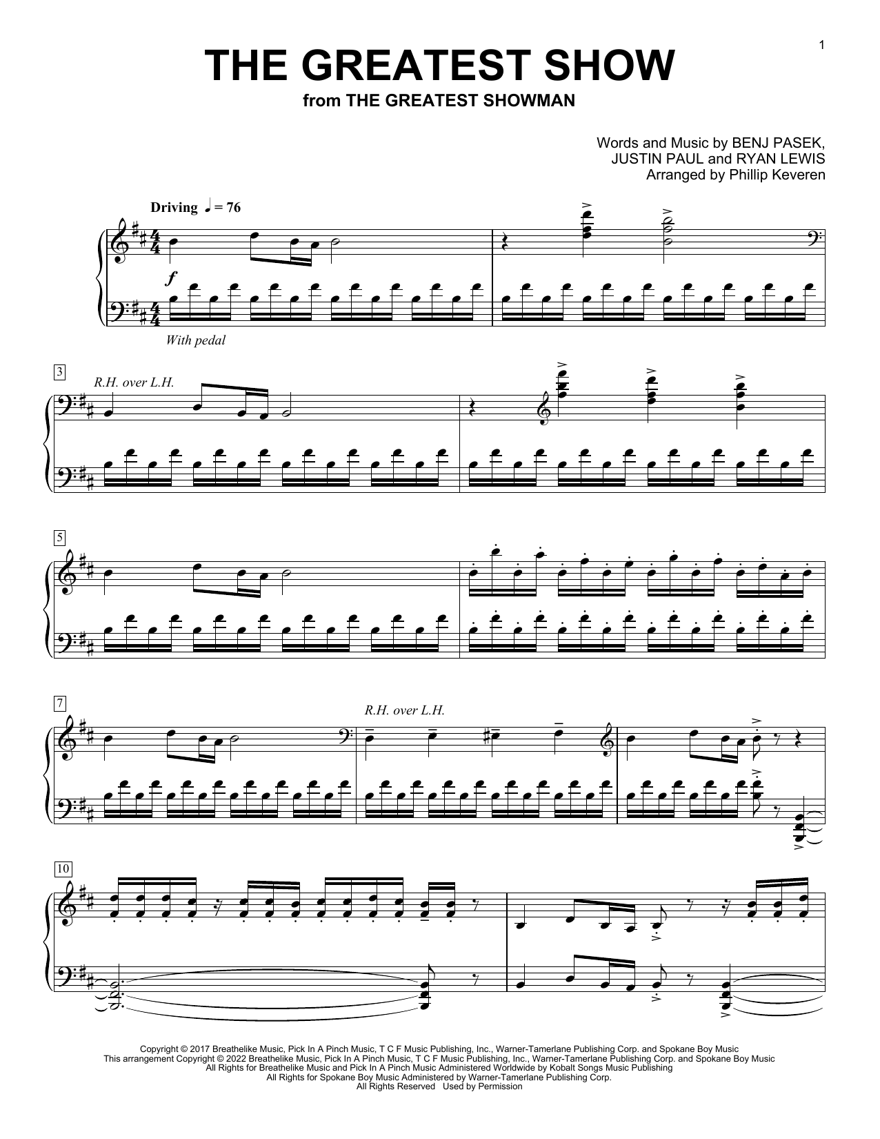 Pasek & Paul The Greatest Show (from The Greatest Showman) (arr. Phillip Keveren) Sheet Music