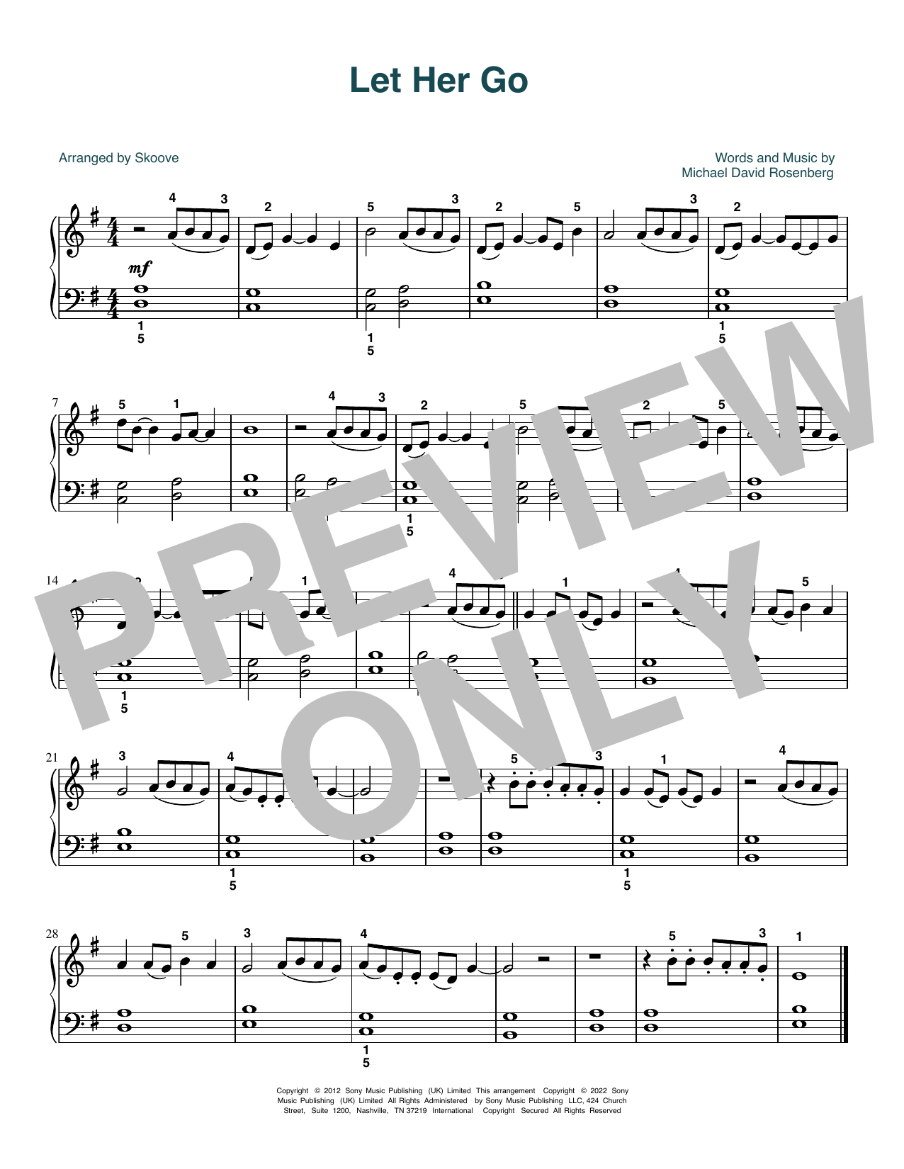 Passenger Let Her Go (arr. Skoove) Sheet Music
