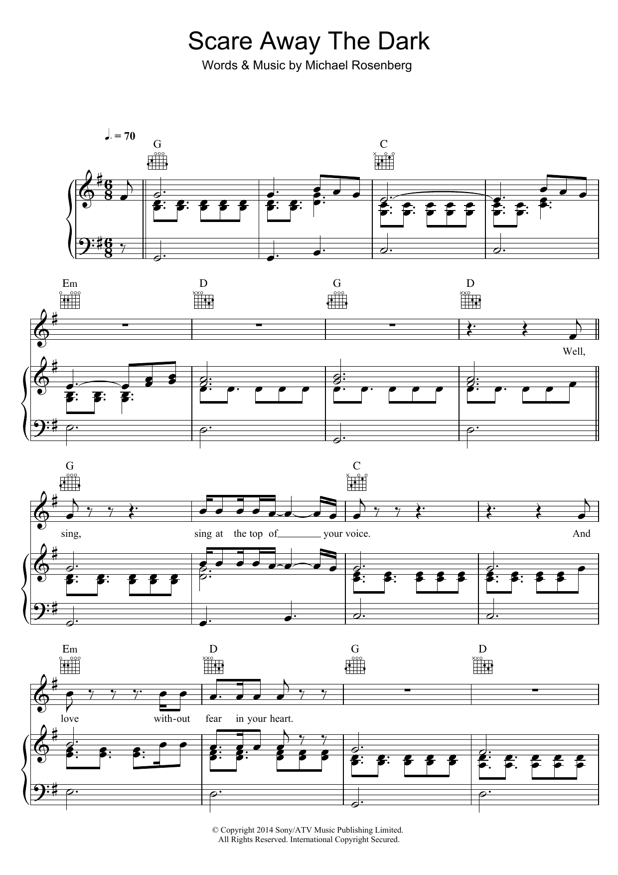 Passenger Scare Away The Dark Sheet Music