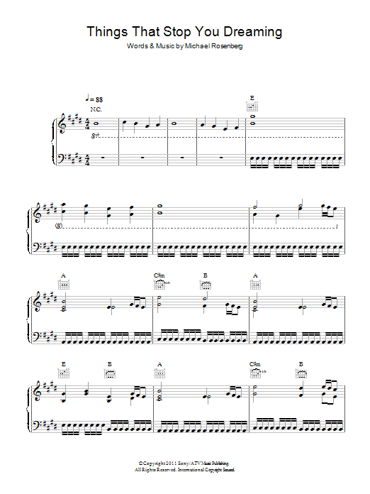 Passenger Things That Stop You Dreaming Sheet Music