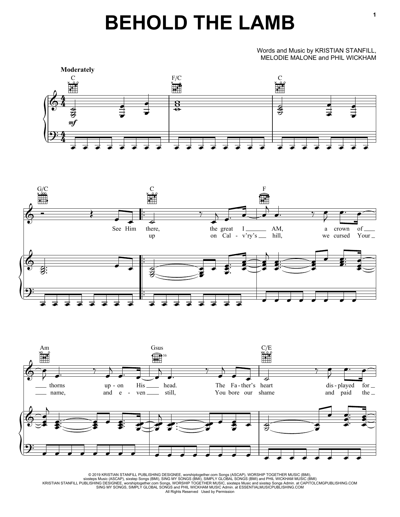 Passion Behold The Lamb (feat. Kristian Stanfill) Sheet Music