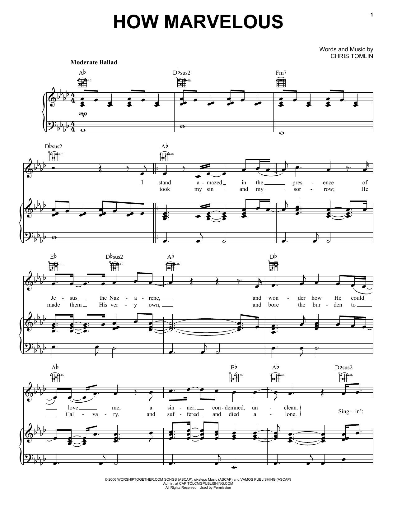 Passion I Stand Amazed (How Marvelous) Sheet Music