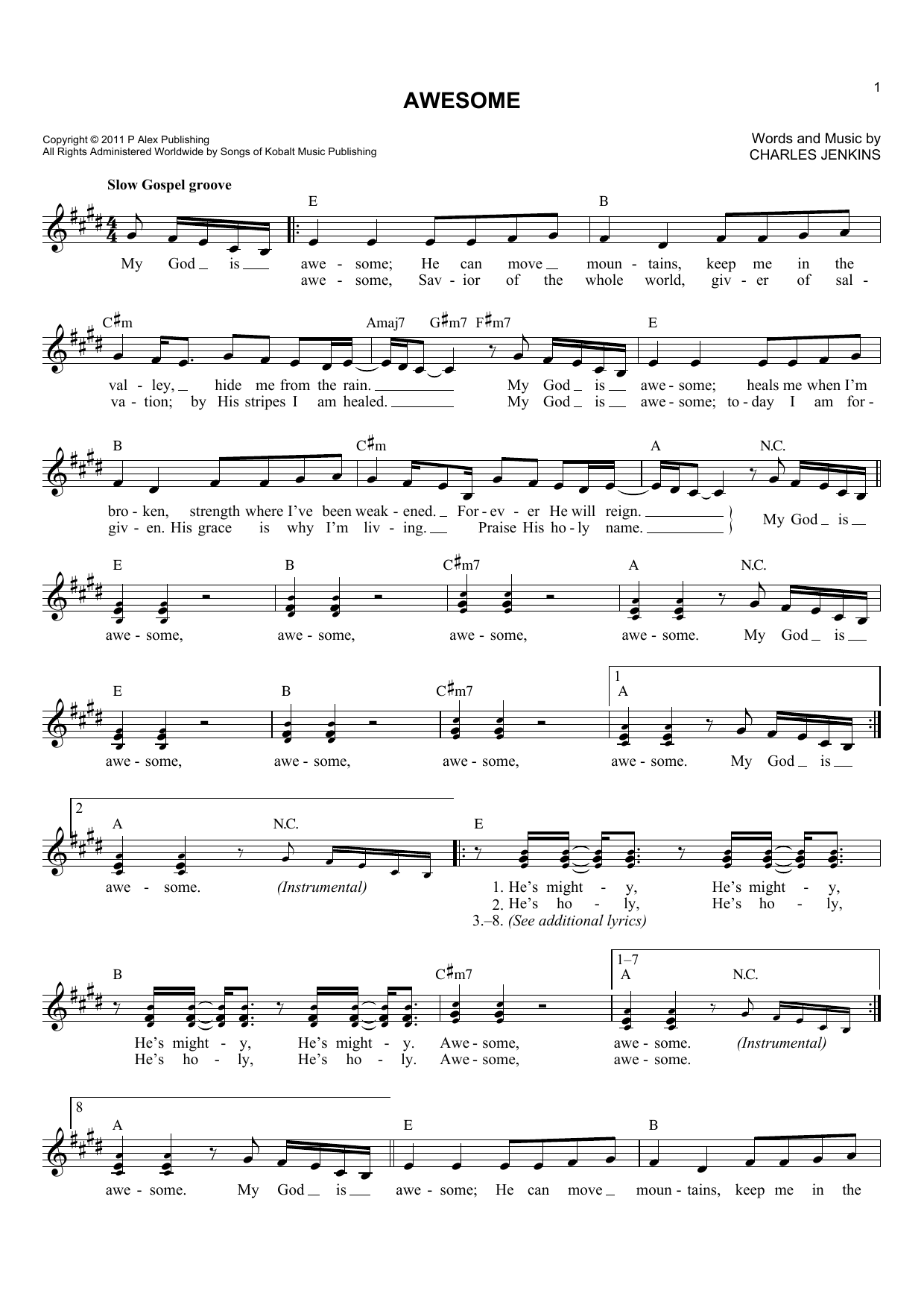 Pastor Charles Jenkins & Fellowship Chicago Awesome Sheet Music