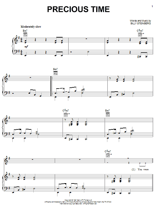 Pat Benatar Precious Time Sheet Music