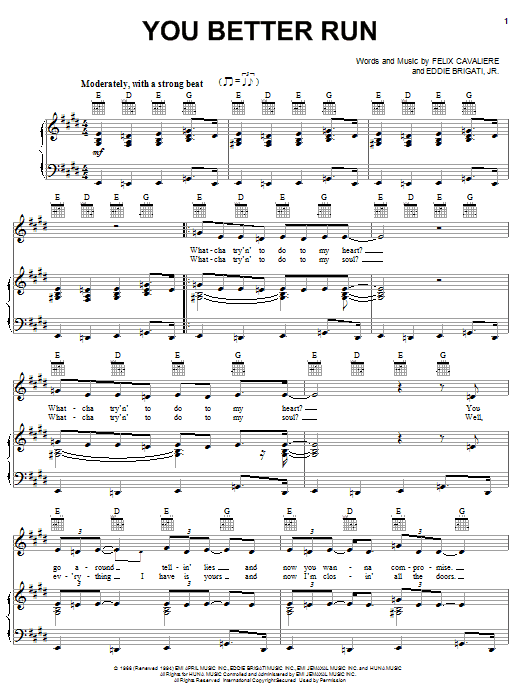 Pat Benatar You Better Run Sheet Music