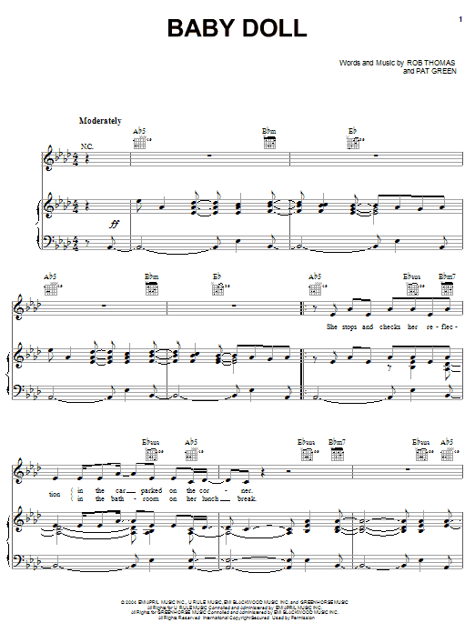 Pat Green Baby Doll Sheet Music