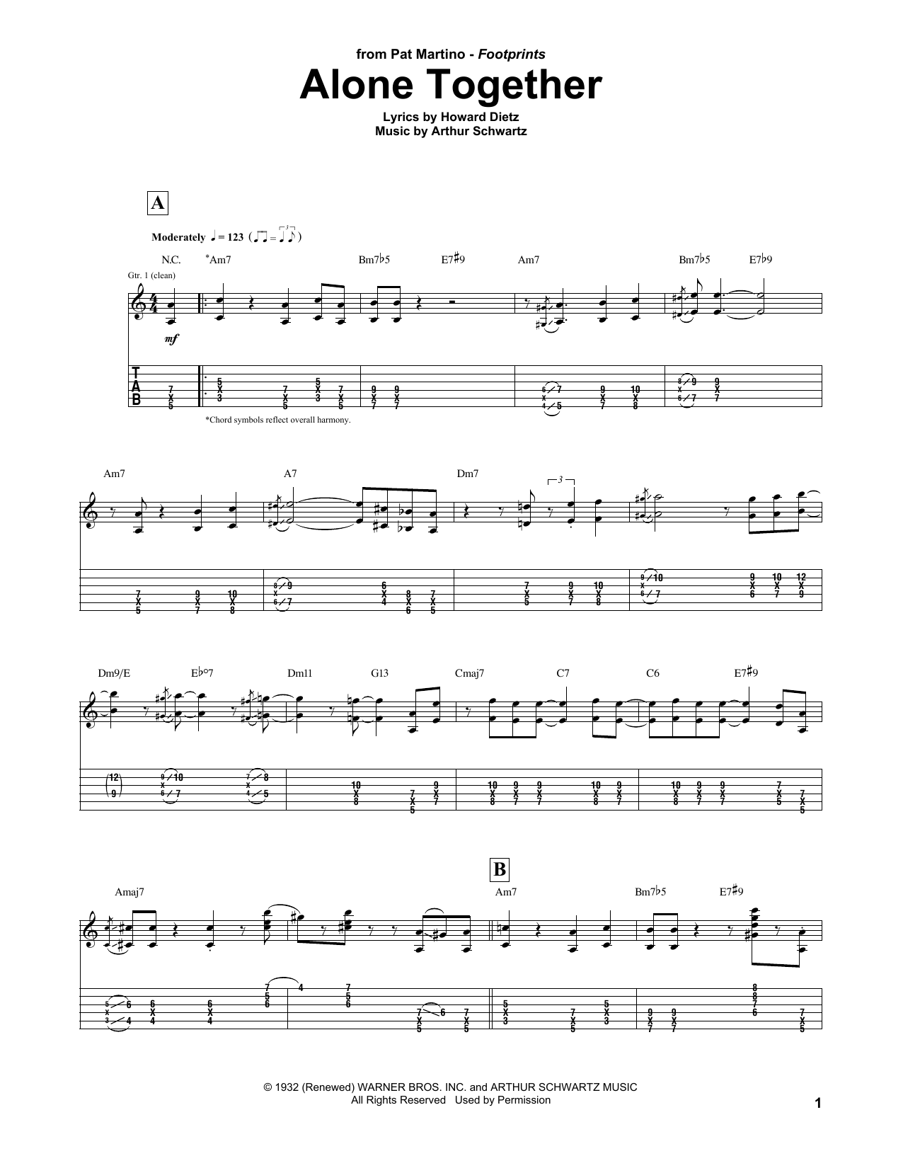 Pat Martino Alone Together Sheet Music