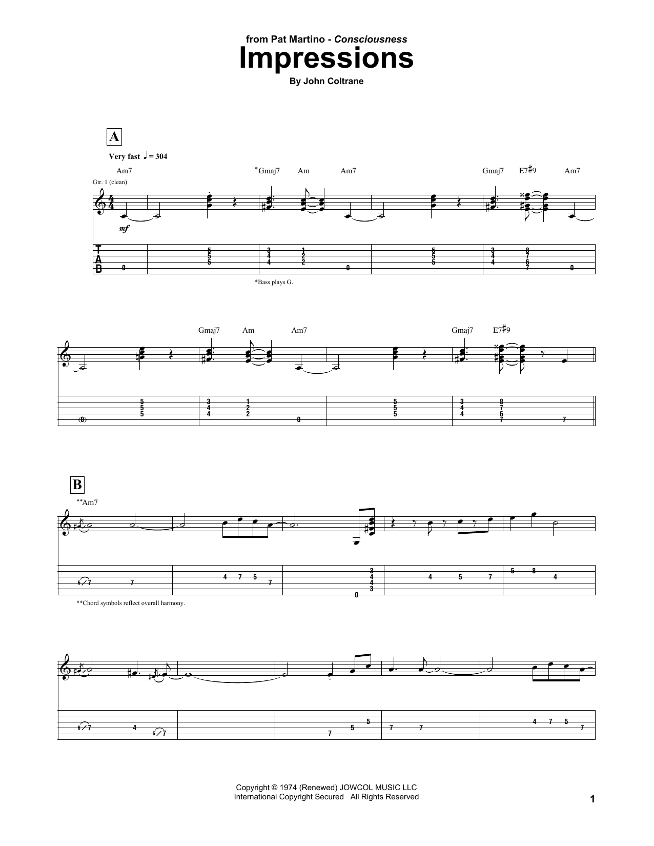 Pat Martino Impressions Sheet Music