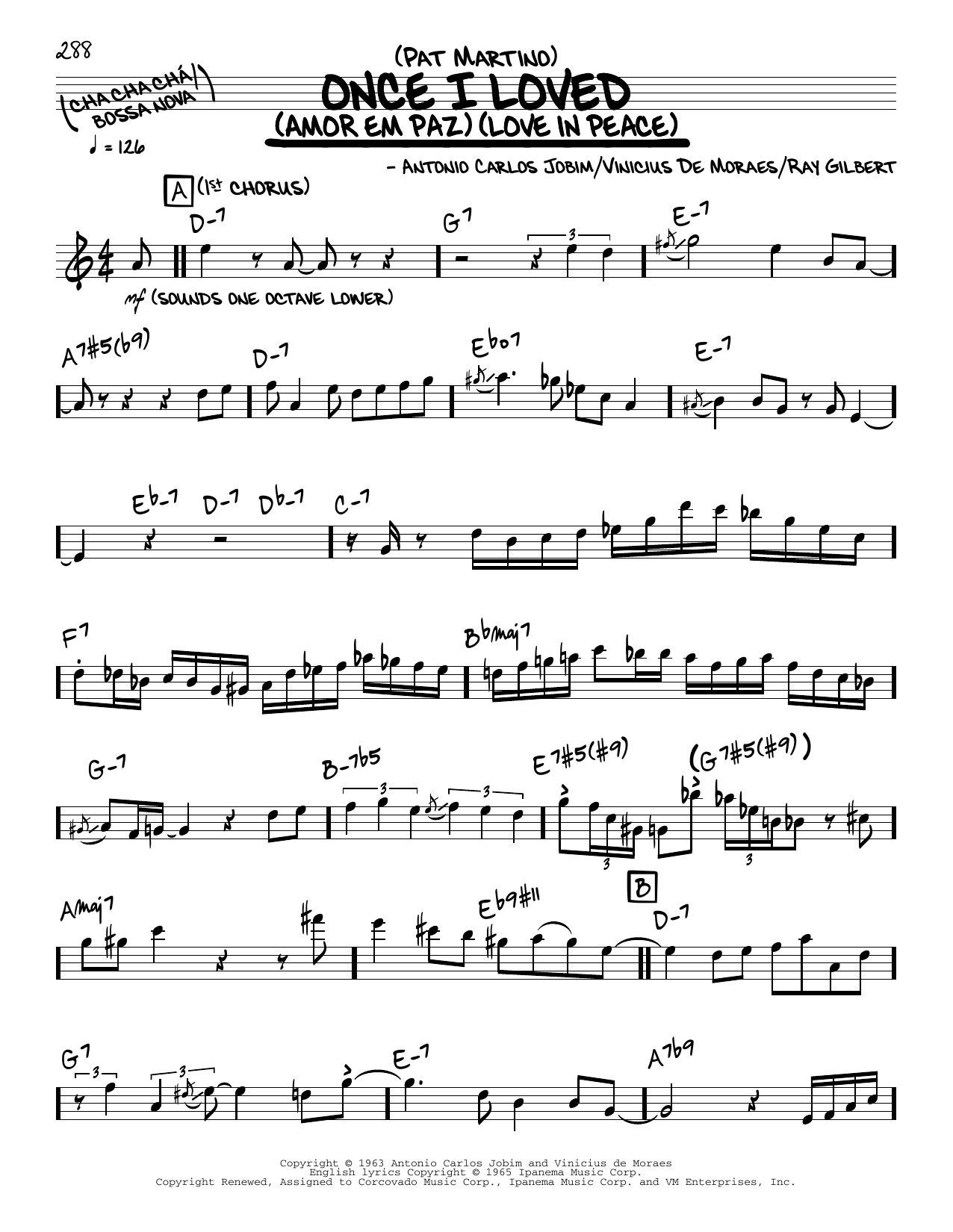 Pat Martino Once I Loved (solo only) Sheet Music