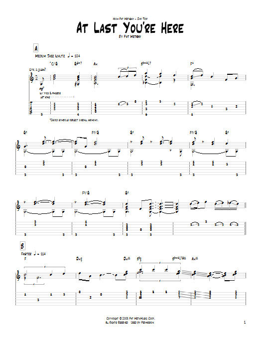 Pat Metheny At Last You're Here Sheet Music