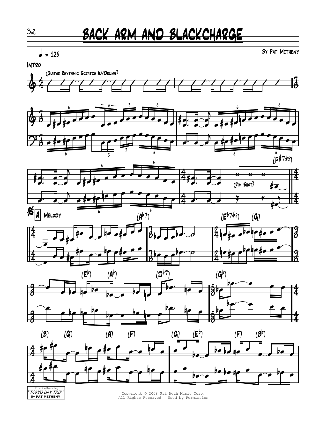 Pat Metheny Back Arm & Blackcharge Sheet Music