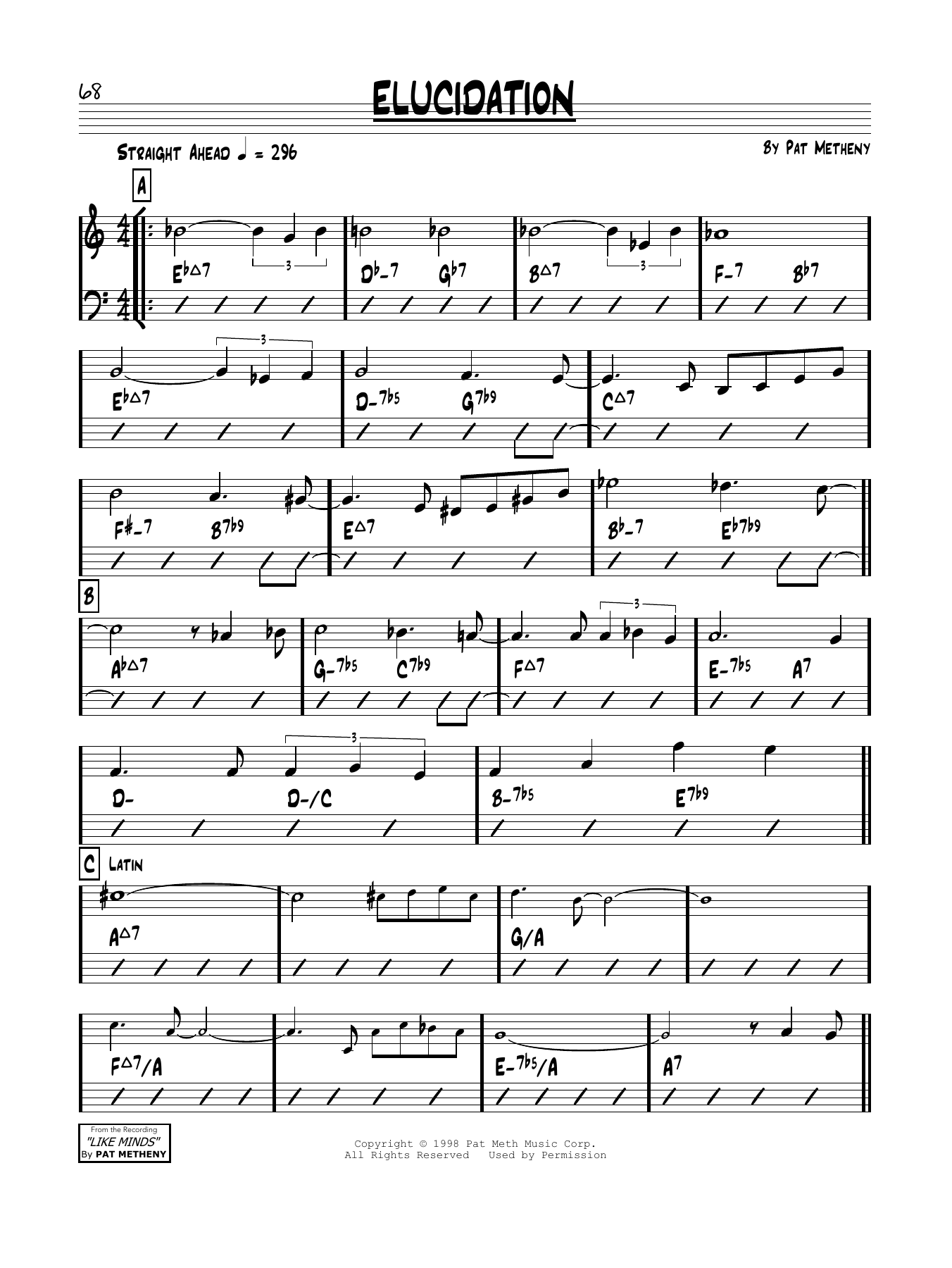 Pat Metheny Elucidation Sheet Music