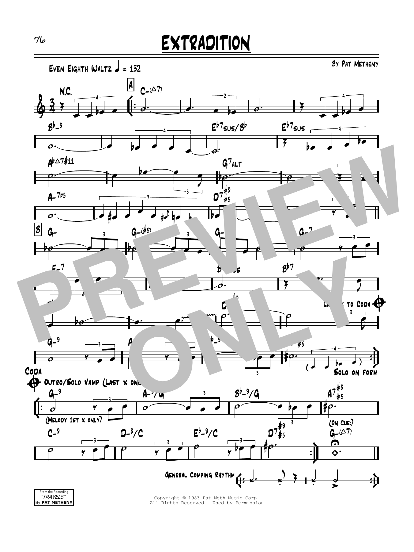 Pat Metheny Extradition Sheet Music