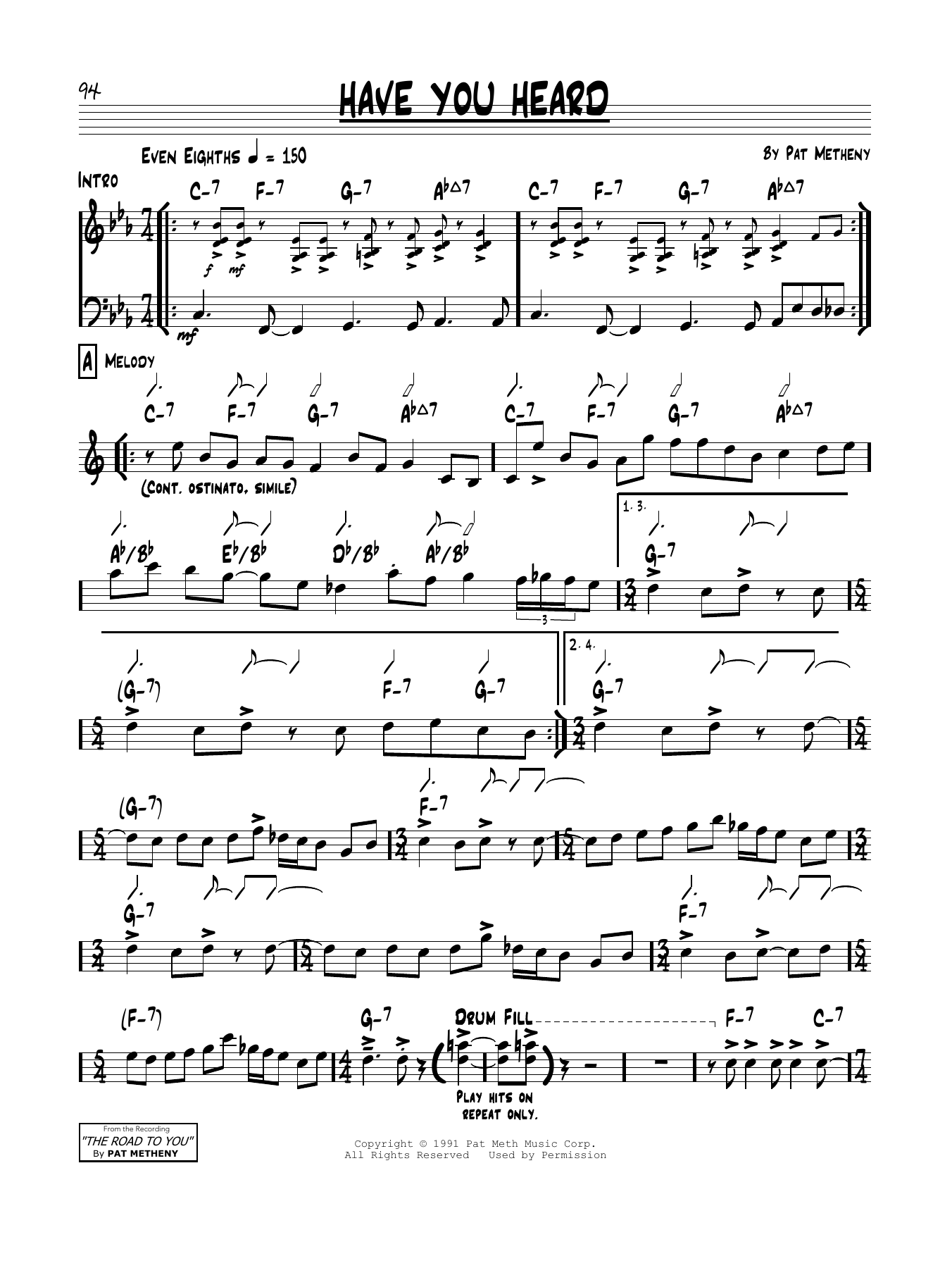 Pat Metheny Have You Heard Sheet Music