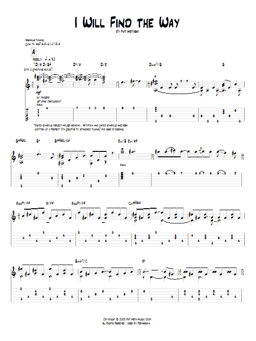Pat Metheny I Will Find The Way Sheet Music