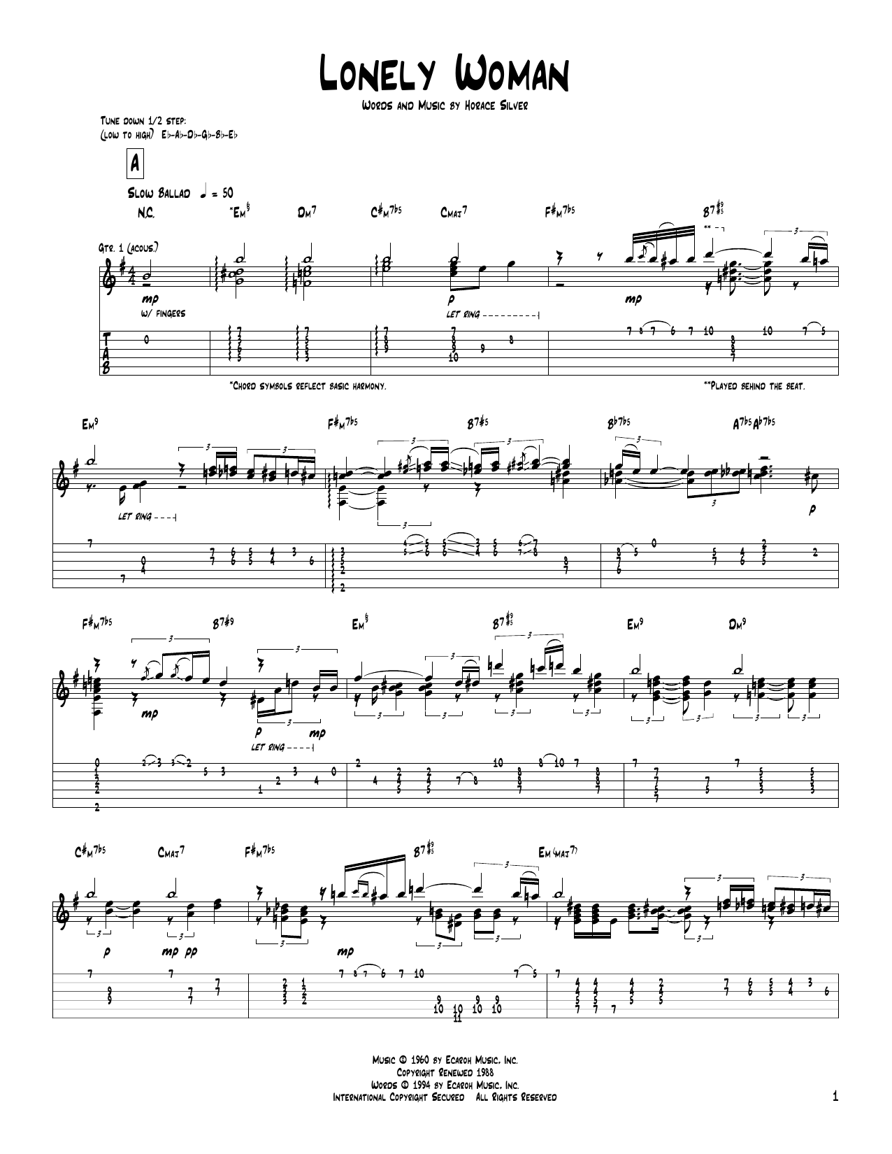 Pat Metheny Lonely Woman Sheet Music