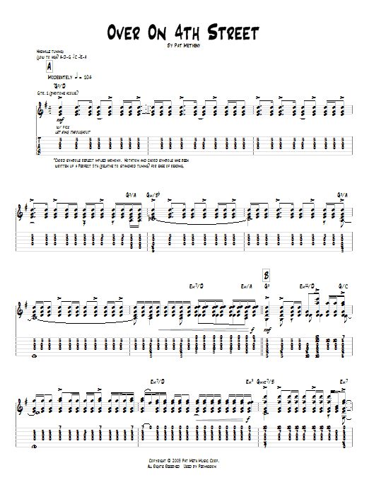 Pat Metheny Over On 4th Street Sheet Music