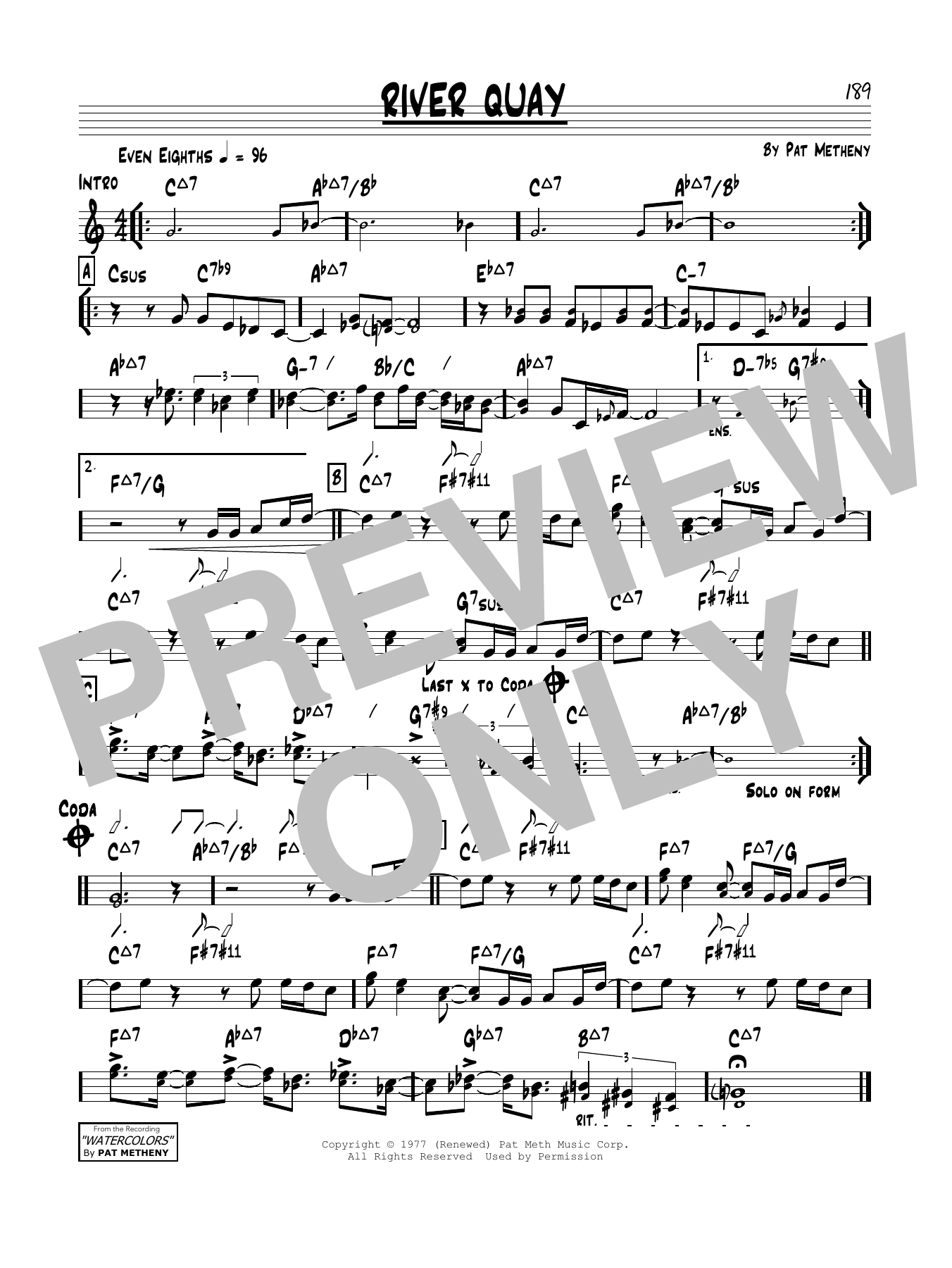 Pat Metheny River Quay Sheet Music