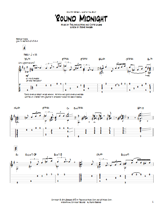 Pat Metheny 'Round Midnight Sheet Music