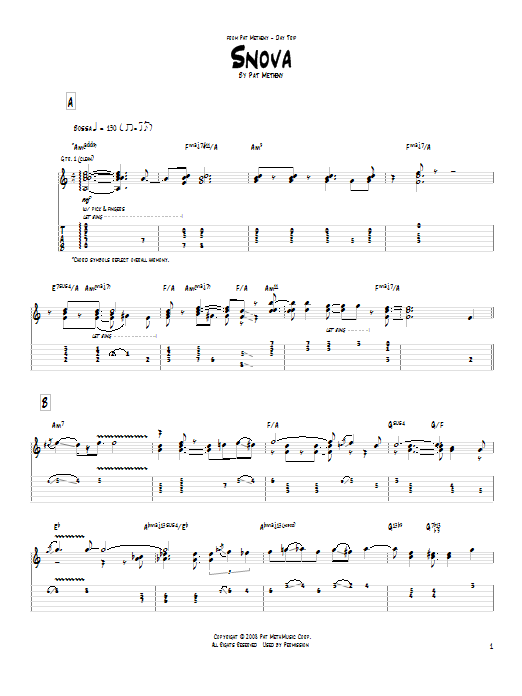 Pat Metheny Snova Sheet Music