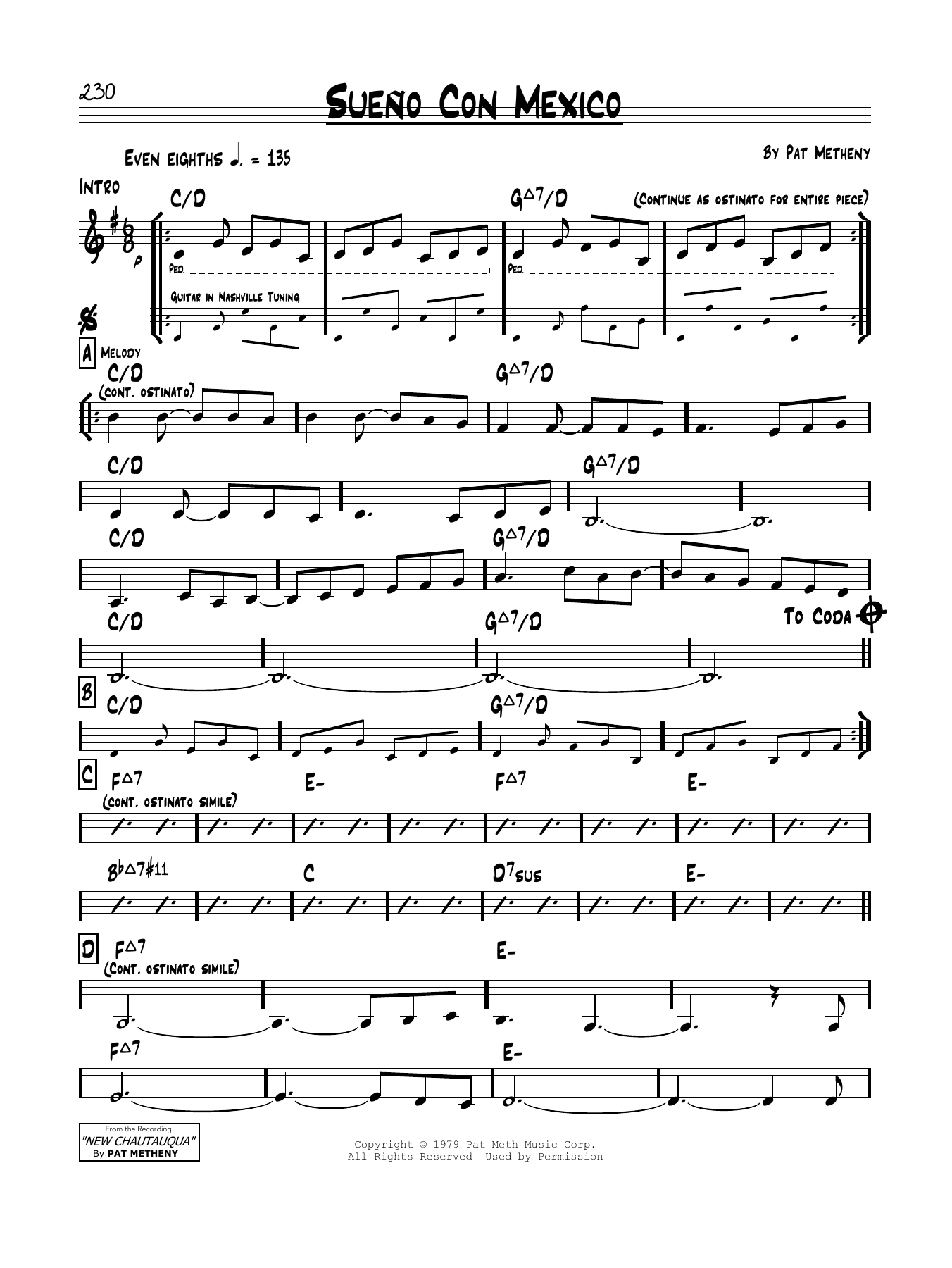 Pat Metheny Sueno Con Mexico Sheet Music