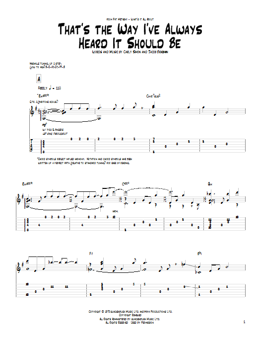 Pat Metheny That's The Way I've Always Heard It Should Be Sheet Music