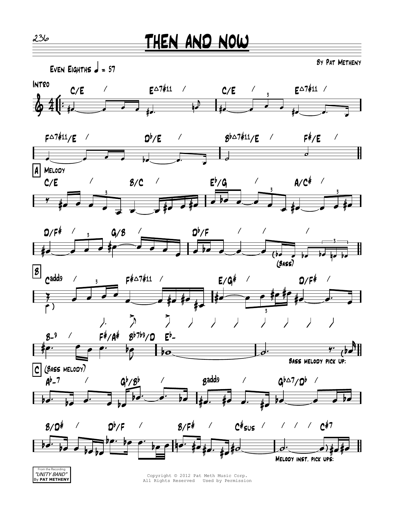 Pat Metheny Then And Now Sheet Music