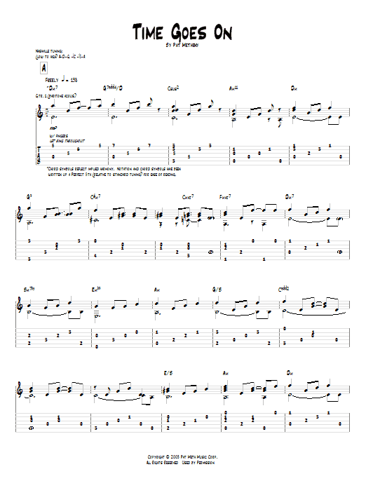 Pat Metheny Time Goes On Sheet Music