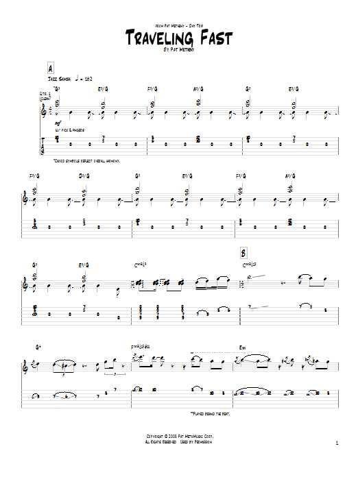 Pat Metheny Traveling Fast Sheet Music