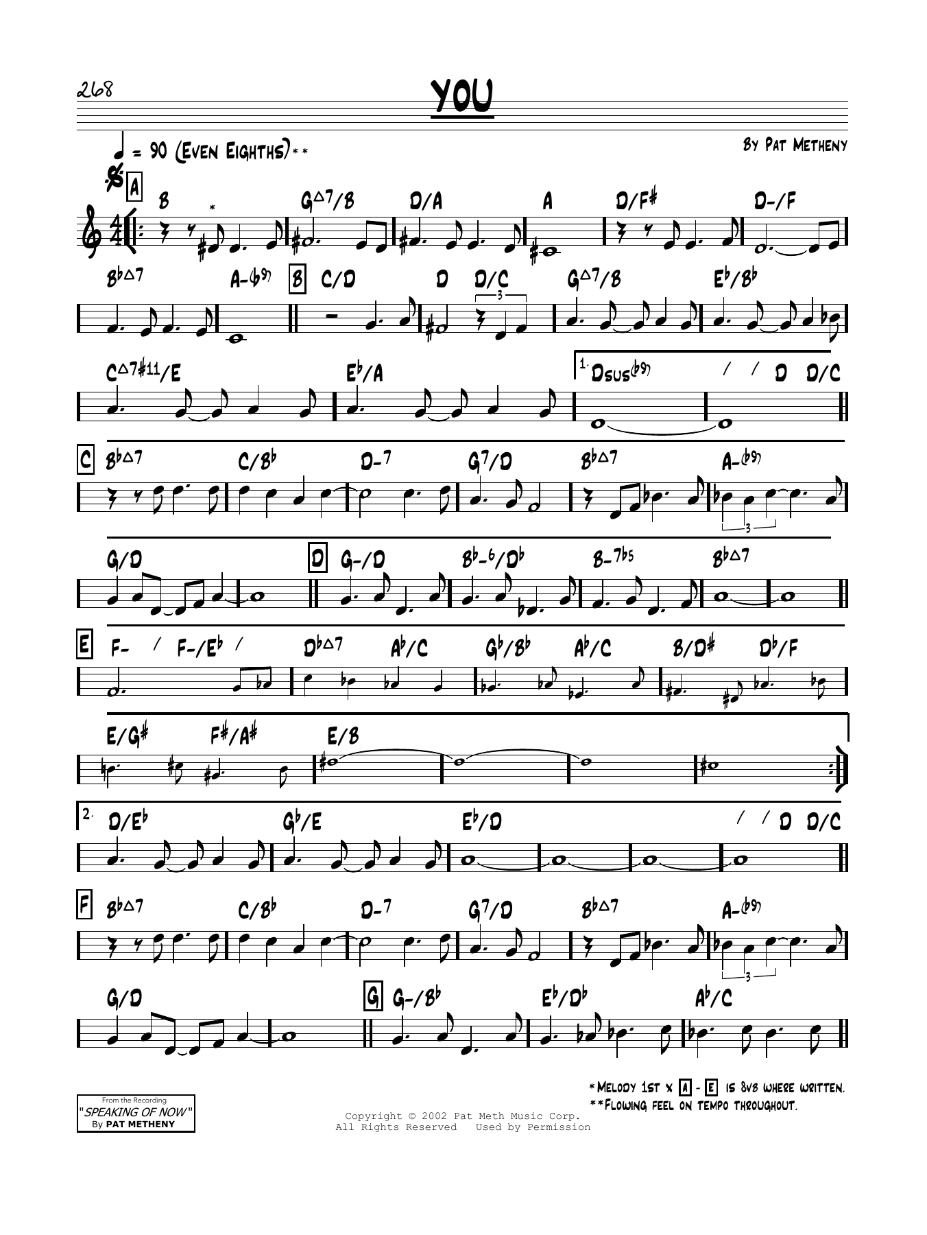 Pat Metheny You Sheet Music