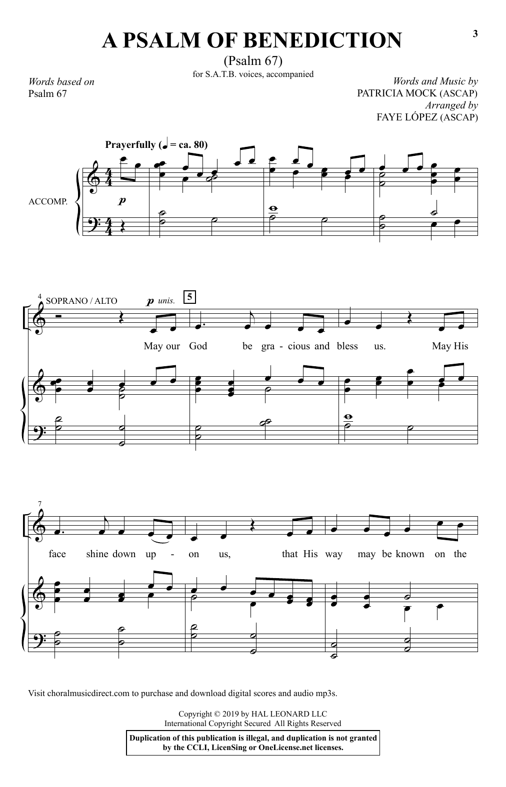 Patricia Mock A Psalm Of Benediction (Psalm 67) (arr. Faye Lopez) Sheet Music