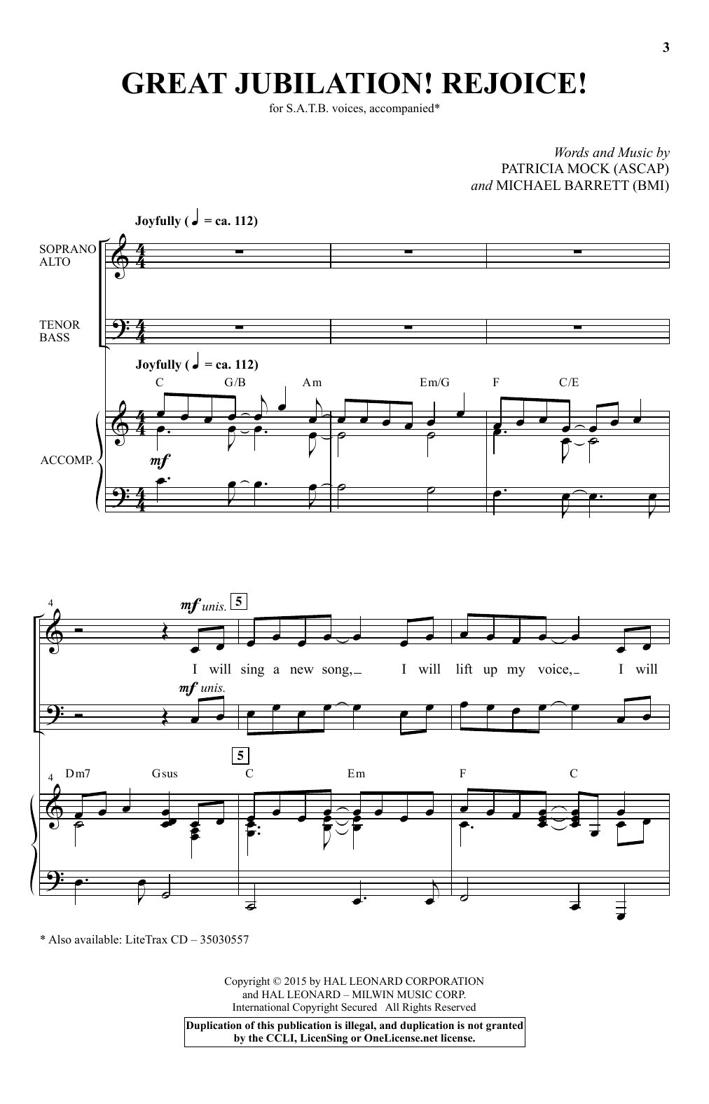 Patricia Mock Great Jubilation! Rejoice! Sheet Music