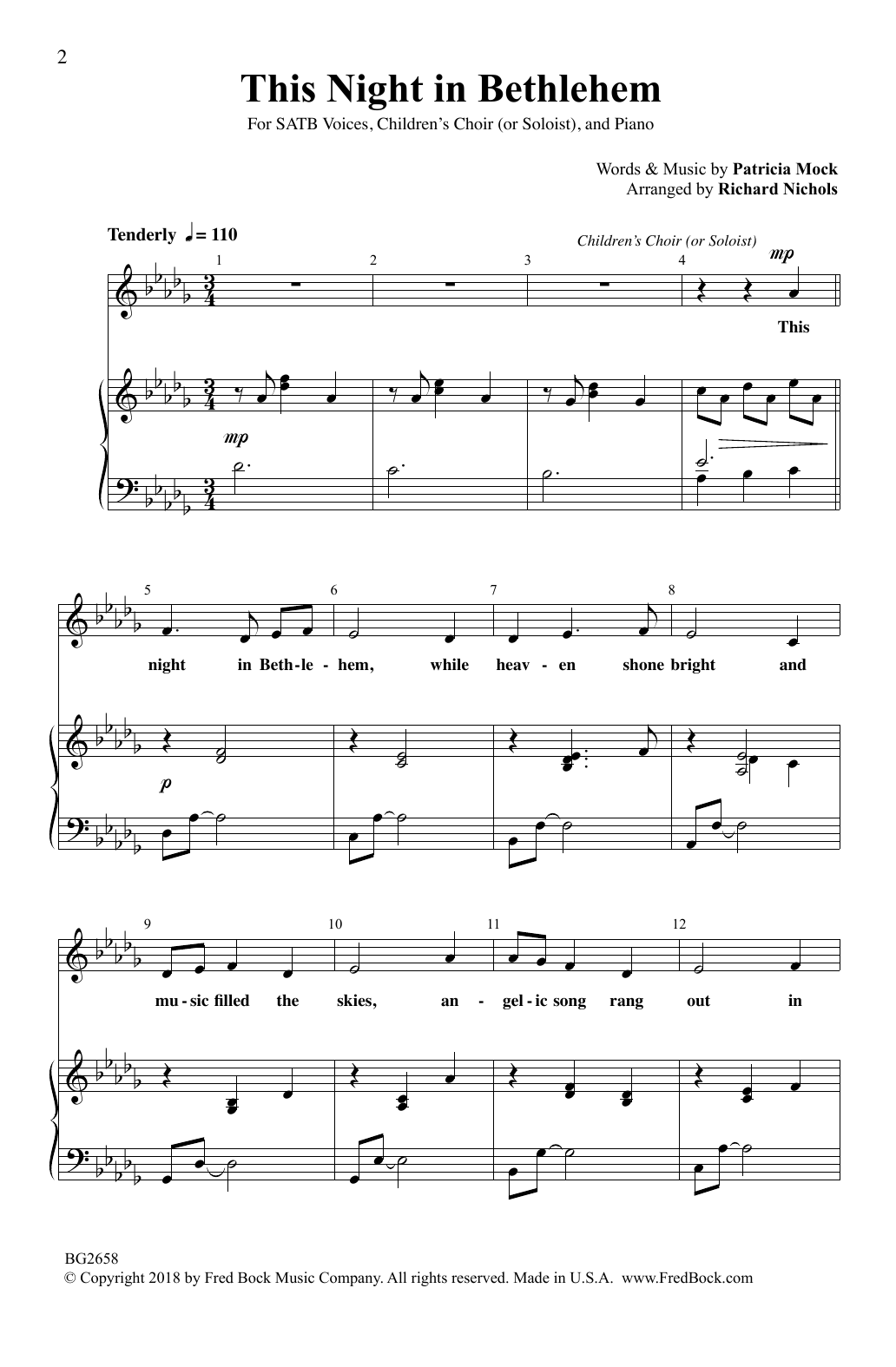 Patricia Mock This Night In Bethlehem (arr. Richard Nichols) Sheet Music