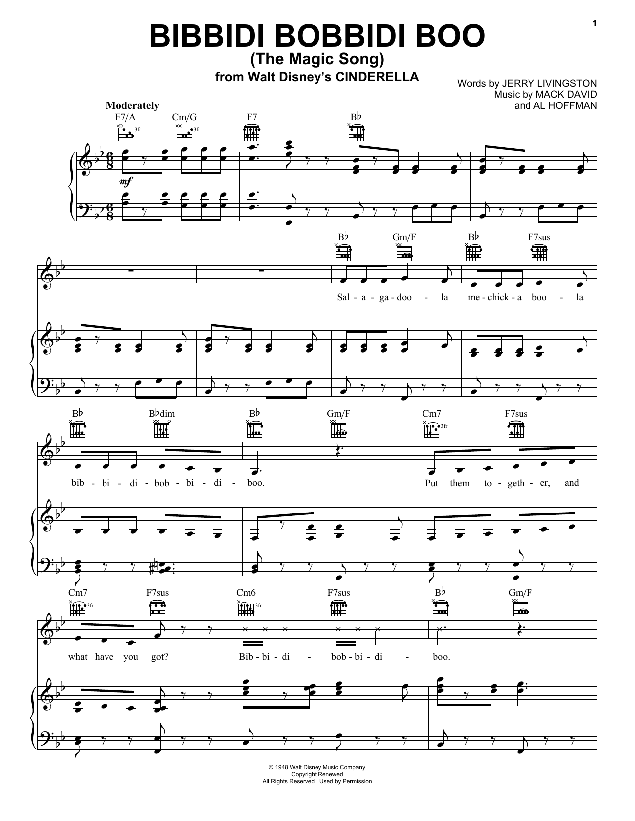 Patrick Doyle Bibbidi-Bobbidi-Boo (The Magic Song) (from the motion picture Cinderella) Sheet Music
