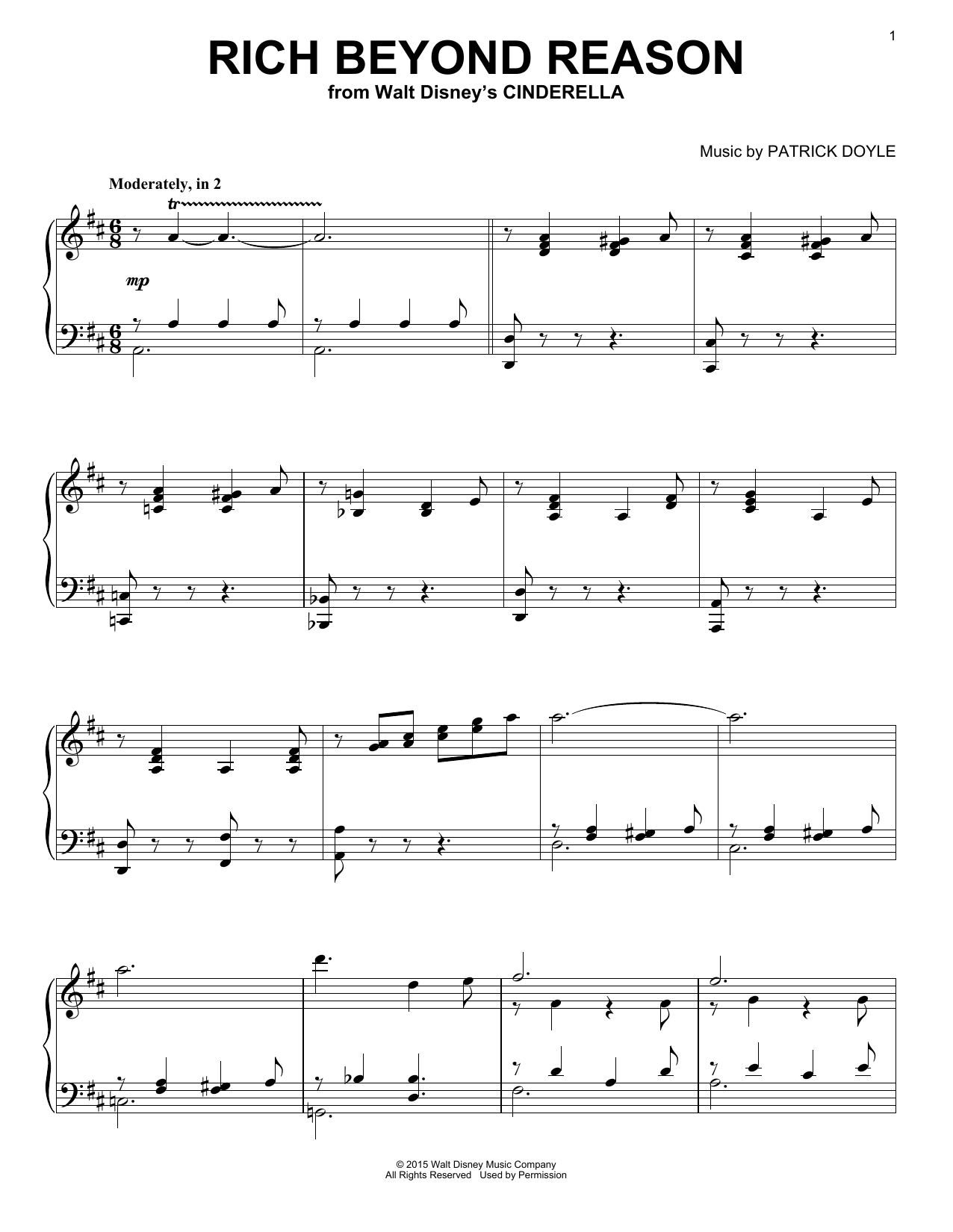 Patrick Doyle Rich Beyond Reason Sheet Music