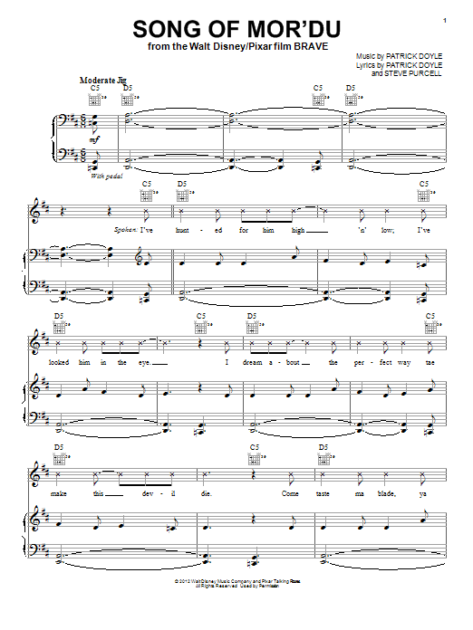 Patrick Doyle Song Of Mor'Du Sheet Music