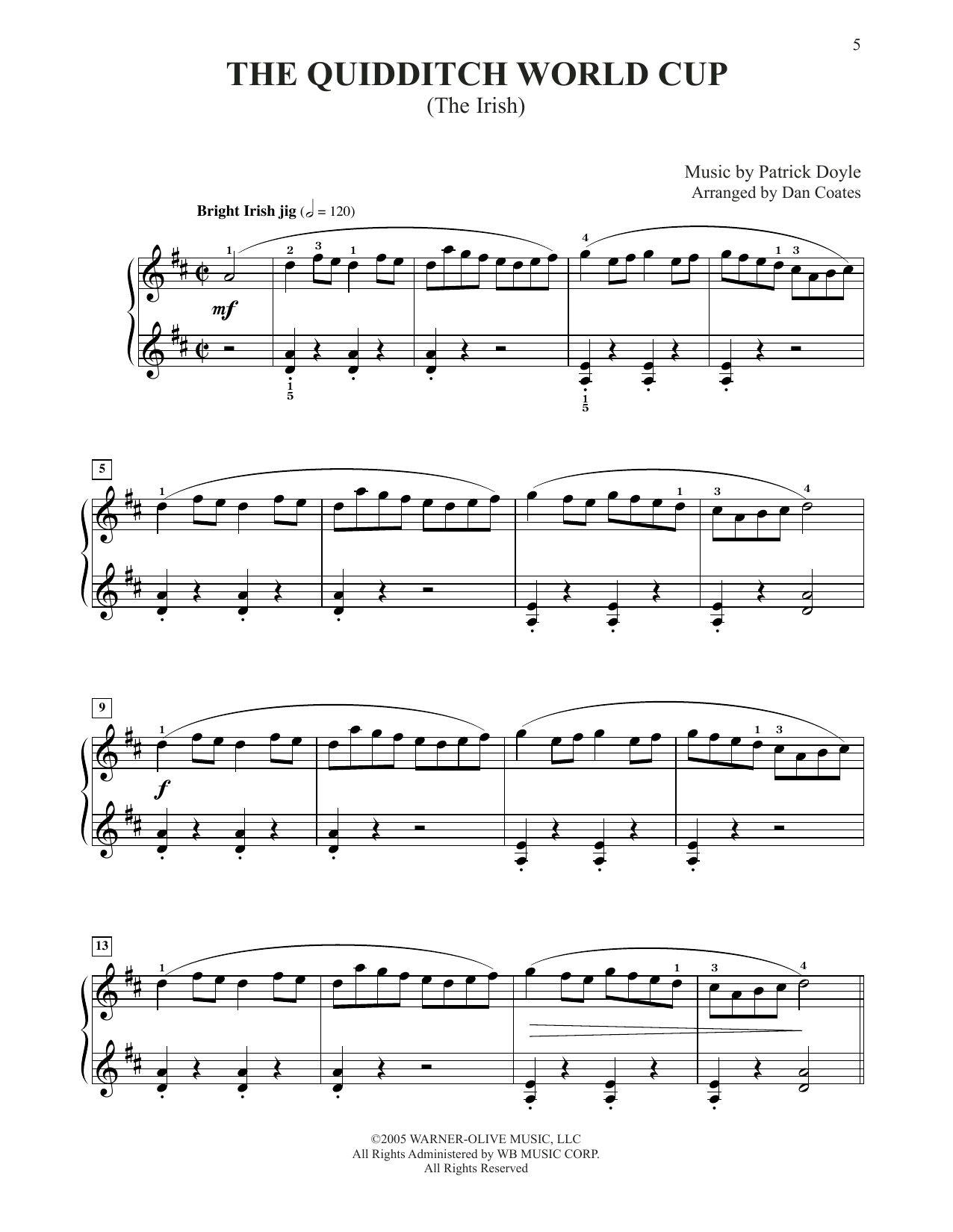 Patrick Doyle The Quidditch World Cup (from Harry Potter And The Goblet Of Fire) (arr. Coates) Sheet Music