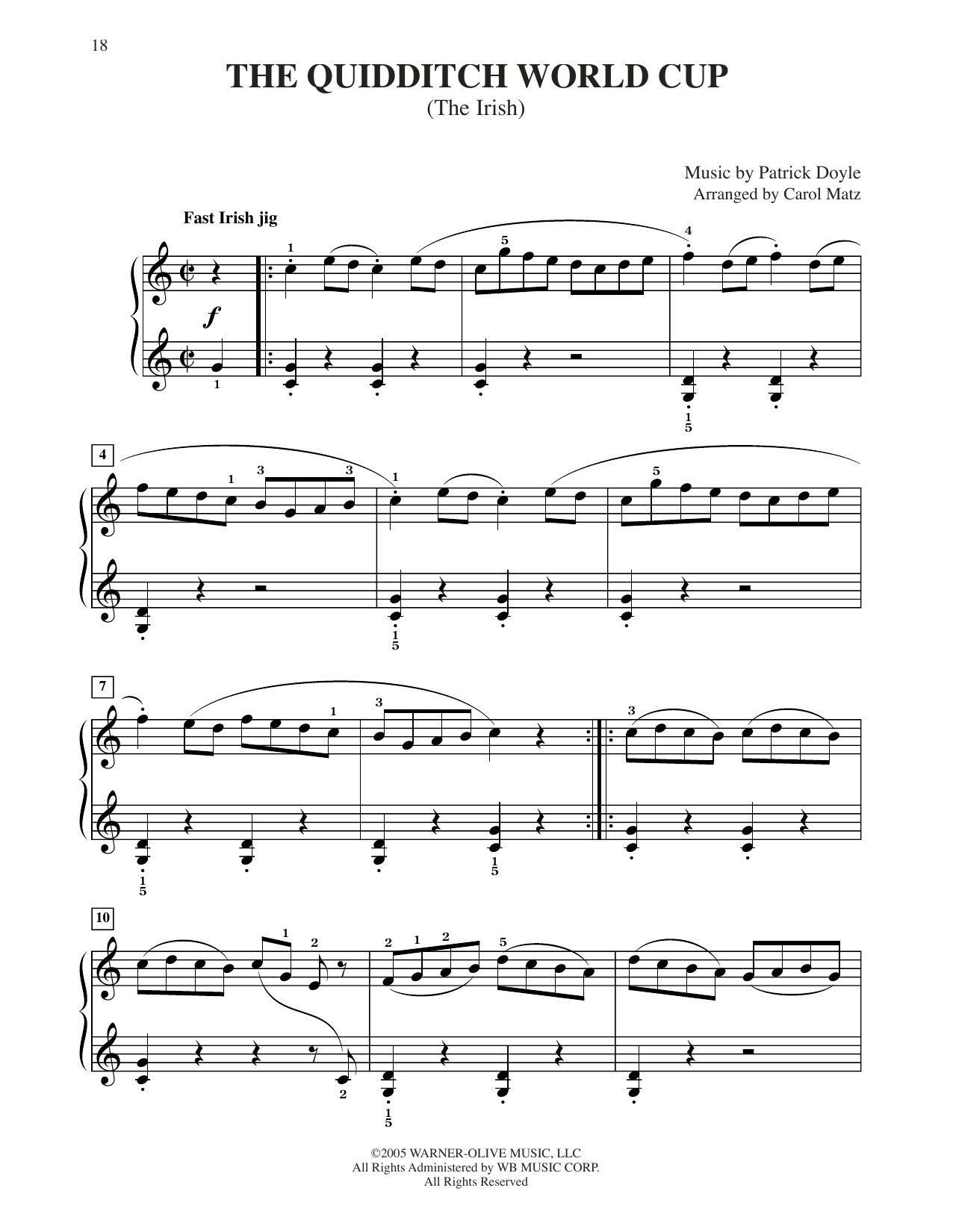 Patrick Doyle The Quidditch World Cup (from Harry Potter And The Goblet Of Fire) (arr. Matz) Sheet Music