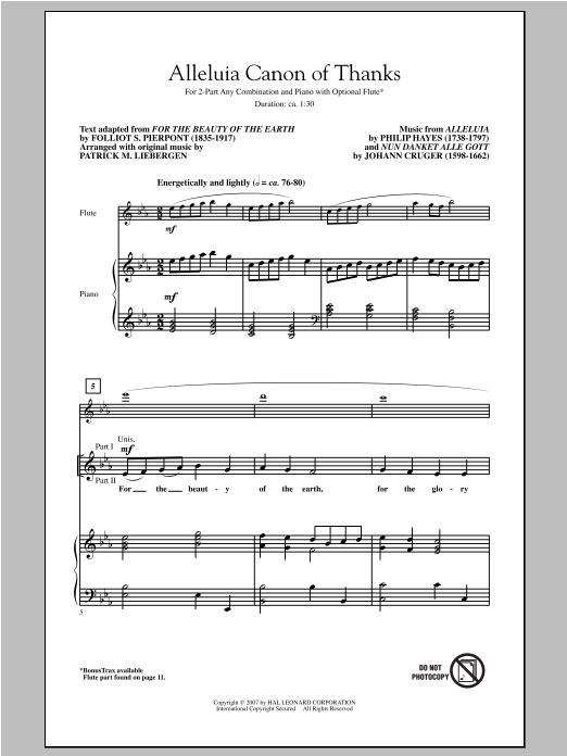 Patrick Liebergen Alleluia Canon Of Thanks Sheet Music