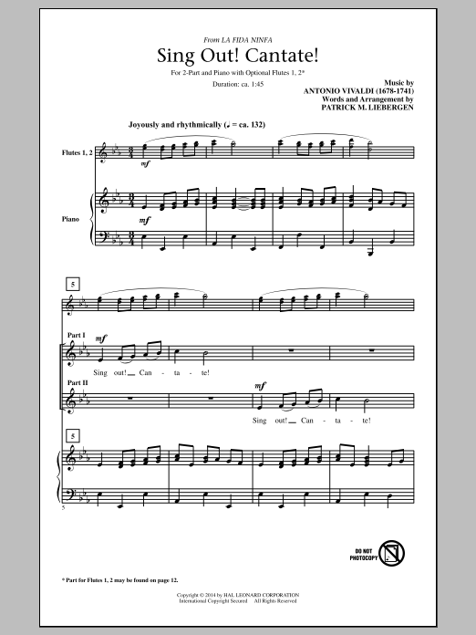Patrick Liebergen Sing Out! Cantate! Sheet Music