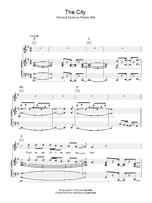 Patrick Wolf The City Sheet Music