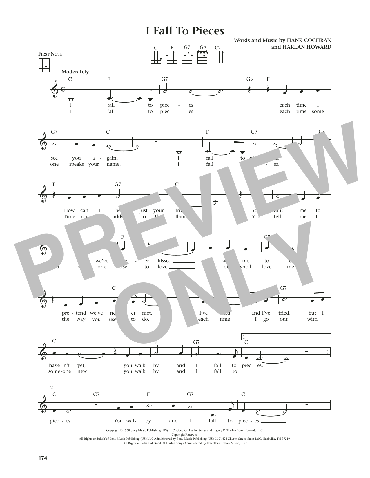 Patsy Cline I Fall To Pieces (from The Daily Ukulele) (arr. Jim Beloff) Sheet Music