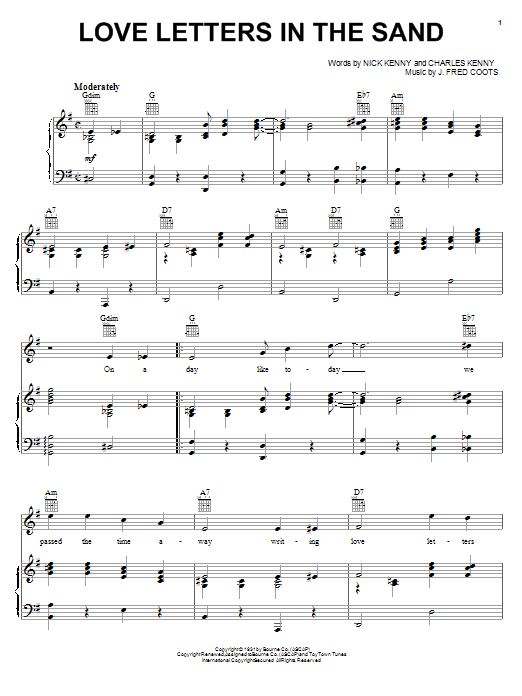 Patsy Cline Love Letters In The Sand Sheet Music