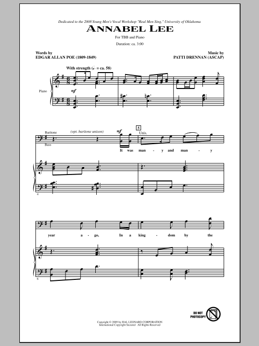 Patti Drennan Annabel Lee Sheet Music