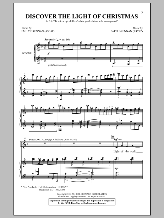 Patti Drennan Discover The Light Of Christmas Sheet Music